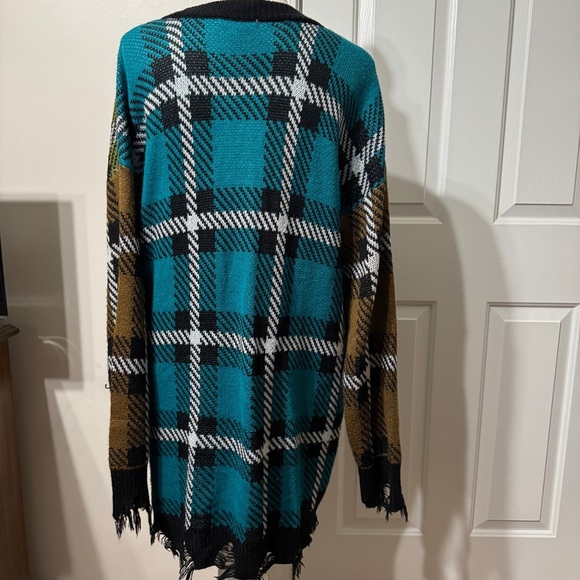 Cato Blue and Green Oversized Cardigan Sweater, size XL - Picture 7 of 8